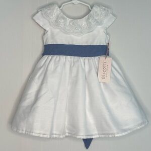 Biscotti Collezioni White Special Occasion Dress Off Shoulder Lace Collar 2T